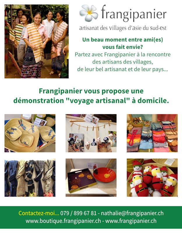 Frangipanier, démonstration à domicile d'artisanat équitable en direct des villages